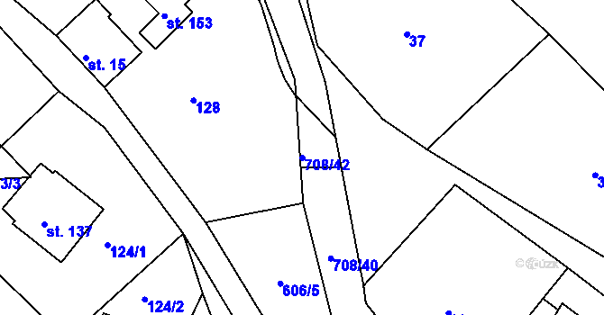 Parcela st. 708/42 v KÚ Bukovany u Nového Boru, Katastrální mapa