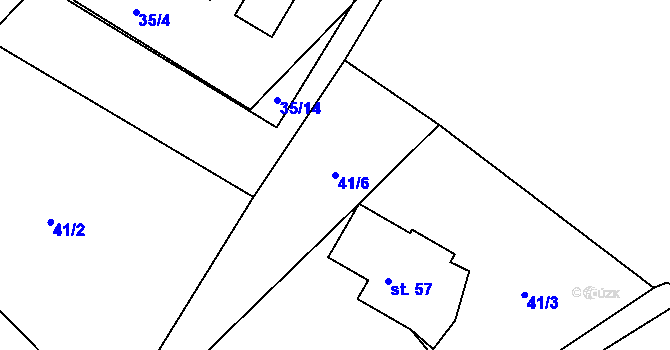 Parcela st. 41/6 v KÚ Bukovany u Nového Boru, Katastrální mapa