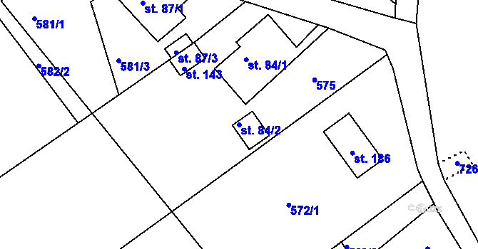 Parcela st. 84/2 v KÚ Bukovany u Nového Boru, Katastrální mapa