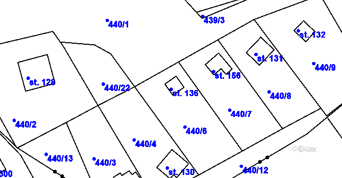 Parcela st. 136 v KÚ Bukovany u Nového Boru, Katastrální mapa