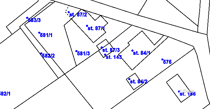 Parcela st. 143 v KÚ Bukovany u Nového Boru, Katastrální mapa