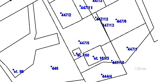 Parcela st. 447/5 v KÚ Bukovany u Nového Boru, Katastrální mapa