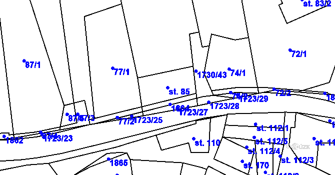 Parcela st. 85 v KÚ Bukovany u Kyjova, Katastrální mapa