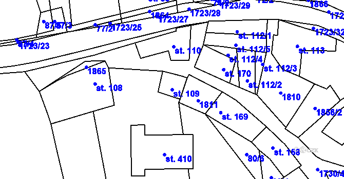 Parcela st. 109 v KÚ Bukovany u Kyjova, Katastrální mapa