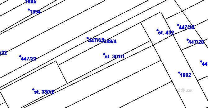 Parcela st. 301/1 v KÚ Bukovany u Kyjova, Katastrální mapa