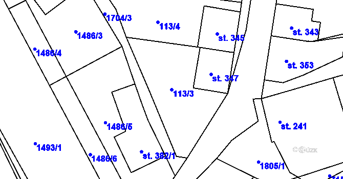 Parcela st. 113/3 v KÚ Bukovany u Kyjova, Katastrální mapa