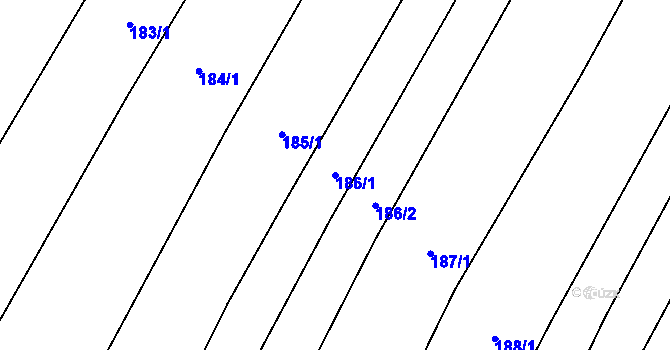 Parcela st. 186/1 v KÚ Bukovany u Kyjova, Katastrální mapa