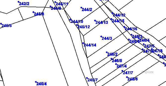Parcela st. 244/14 v KÚ Bukovany u Kyjova, Katastrální mapa