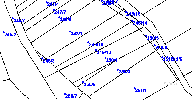 Parcela st. 245/13 v KÚ Bukovany u Kyjova, Katastrální mapa