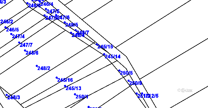 Parcela st. 245/14 v KÚ Bukovany u Kyjova, Katastrální mapa