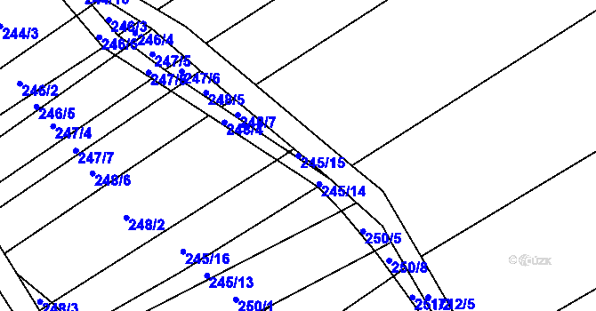 Parcela st. 245/15 v KÚ Bukovany u Kyjova, Katastrální mapa