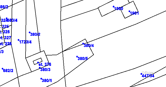 Parcela st. 380/4 v KÚ Bukovany u Kyjova, Katastrální mapa
