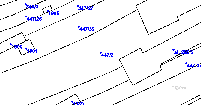 Parcela st. 447/2 v KÚ Bukovany u Kyjova, Katastrální mapa
