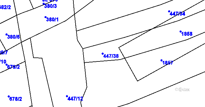 Parcela st. 447/38 v KÚ Bukovany u Kyjova, Katastrální mapa
