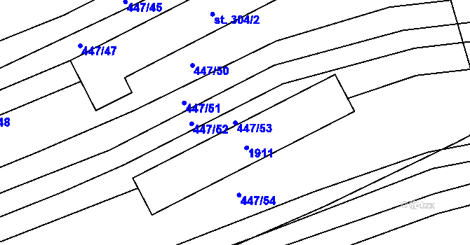Parcela st. 447/53 v KÚ Bukovany u Kyjova, Katastrální mapa