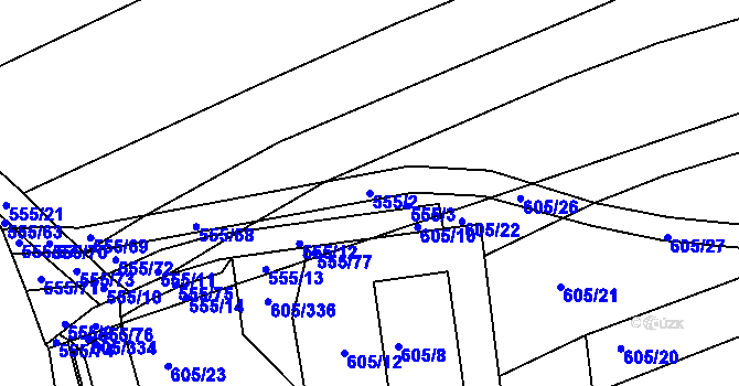 Parcela st. 555/2 v KÚ Bukovany u Kyjova, Katastrální mapa