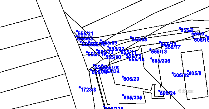 Parcela st. 555/10 v KÚ Bukovany u Kyjova, Katastrální mapa