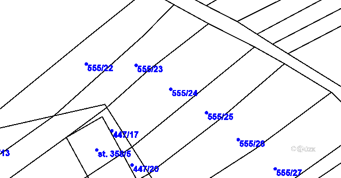 Parcela st. 555/24 v KÚ Bukovany u Kyjova, Katastrální mapa