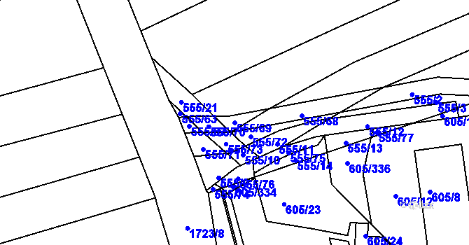 Parcela st. 555/69 v KÚ Bukovany u Kyjova, Katastrální mapa