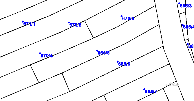 Parcela st. 665/5 v KÚ Bukovany u Kyjova, Katastrální mapa