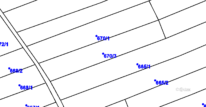 Parcela st. 670/3 v KÚ Bukovany u Kyjova, Katastrální mapa