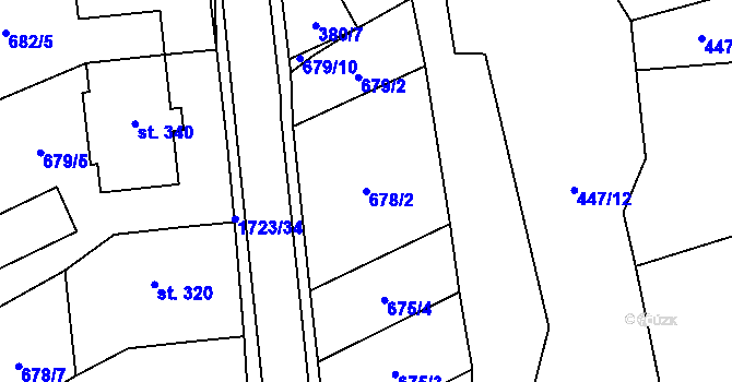 Parcela st. 678/2 v KÚ Bukovany u Kyjova, Katastrální mapa