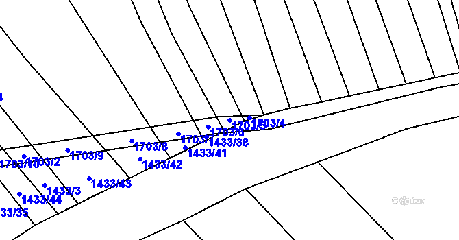 Parcela st. 1703/5 v KÚ Bukovany u Kyjova, Katastrální mapa