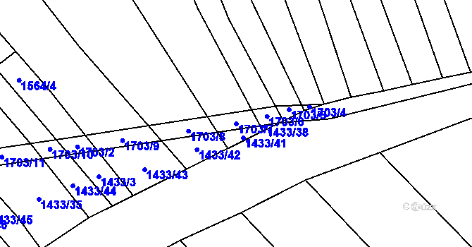 Parcela st. 1703/7 v KÚ Bukovany u Kyjova, Katastrální mapa