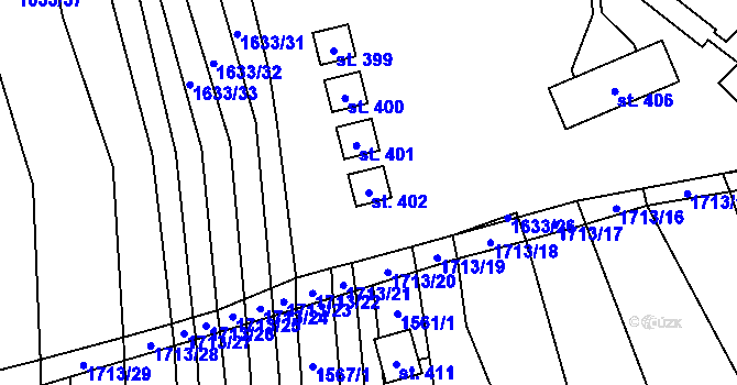 Parcela st. 402 v KÚ Bukovany u Kyjova, Katastrální mapa