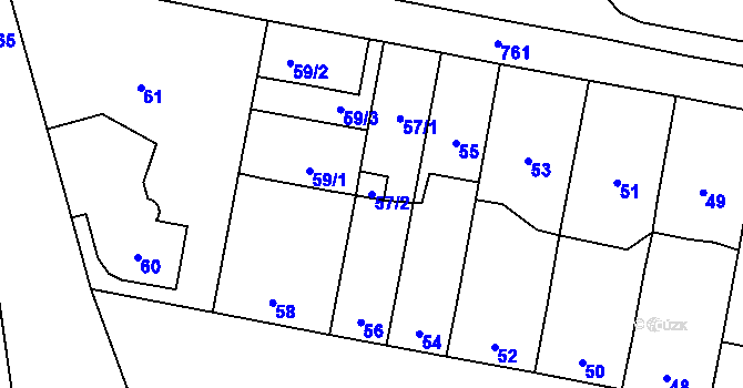 Parcela st. 57/2 v KÚ Bukovany u Olomouce, Katastrální mapa