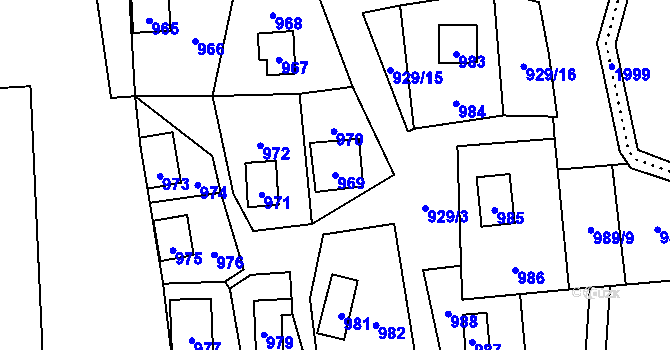 Parcela st. 969 v KÚ Bukovany u Olomouce, Katastrální mapa