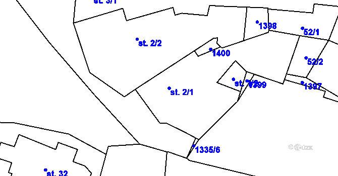 Parcela st. 2/1 v KÚ Bukovec u Horšovského Týna, Katastrální mapa
