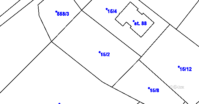Parcela st. 15/2 v KÚ Bukovec u Horšovského Týna, Katastrální mapa