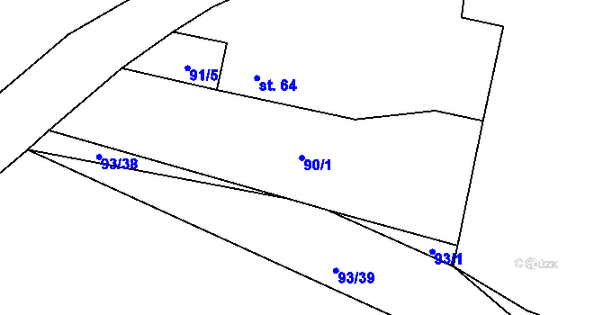Parcela st. 90/1 v KÚ Bukovec u Horšovského Týna, Katastrální mapa