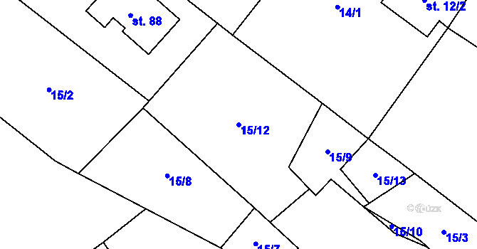 Parcela st. 15/12 v KÚ Bukovec u Horšovského Týna, Katastrální mapa