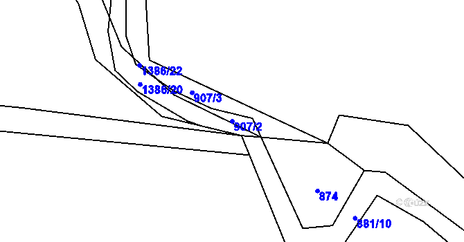 Parcela st. 907/2 v KÚ Bukovec u Horšovského Týna, Katastrální mapa