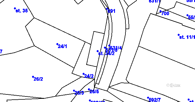 Parcela st. 34/2 v KÚ Čečovice u Bukovce, Katastrální mapa