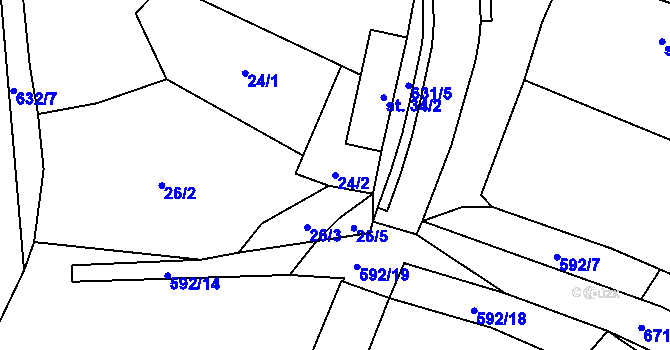 Parcela st. 24/2 v KÚ Čečovice u Bukovce, Katastrální mapa