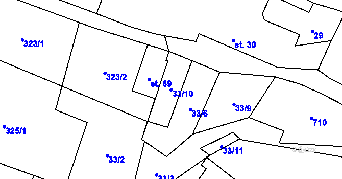 Parcela st. 33/10 v KÚ Čečovice u Bukovce, Katastrální mapa