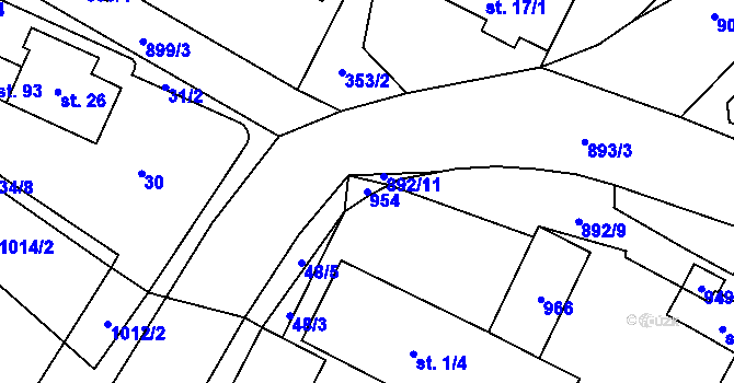 Parcela st. 954 v KÚ Černovice u Bukovce, Katastrální mapa