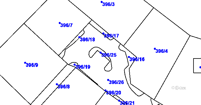 Parcela st. 396/25 v KÚ Černovice u Bukovce, Katastrální mapa