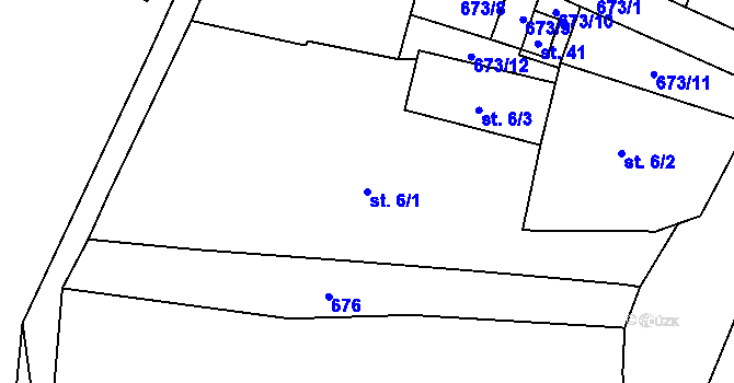 Parcela st. 6/1 v KÚ Nemněnice, Katastrální mapa