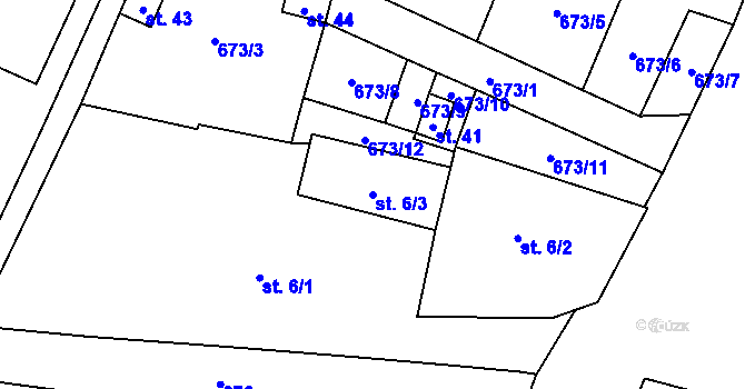 Parcela st. 6/3 v KÚ Nemněnice, Katastrální mapa