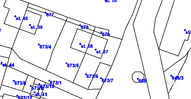 Parcela st. 37 v KÚ Nemněnice, Katastrální mapa
