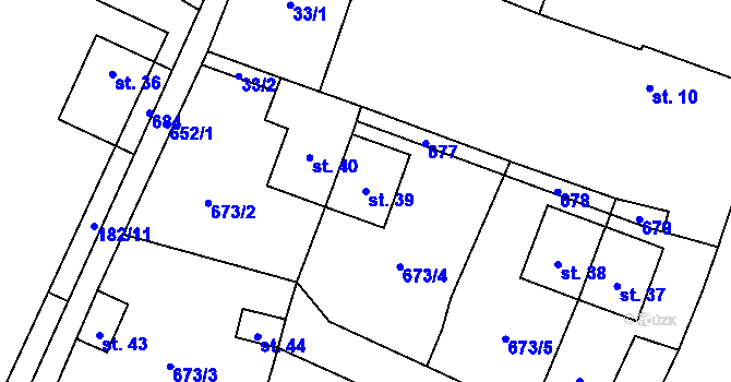 Parcela st. 39 v KÚ Nemněnice, Katastrální mapa