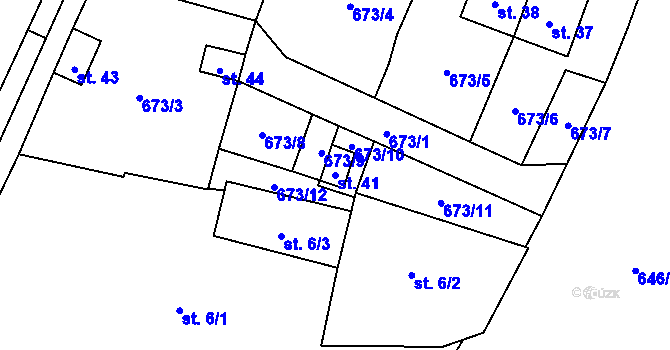 Parcela st. 41 v KÚ Nemněnice, Katastrální mapa