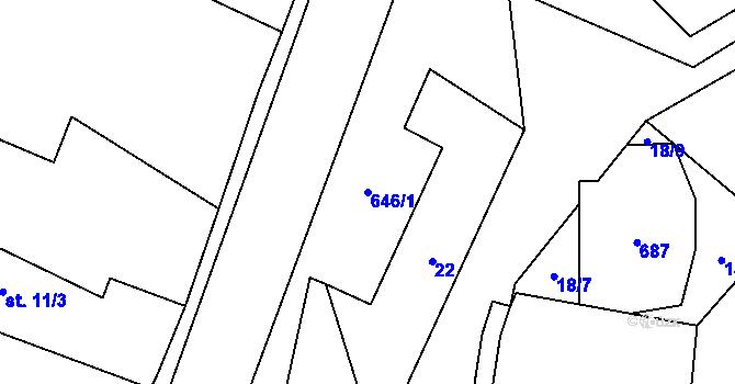 Parcela st. 646/1 v KÚ Nemněnice, Katastrální mapa