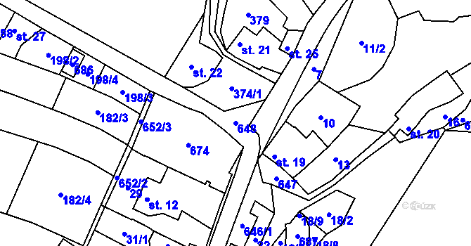 Parcela st. 648 v KÚ Nemněnice, Katastrální mapa