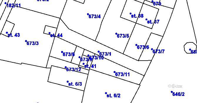 Parcela st. 673/1 v KÚ Nemněnice, Katastrální mapa