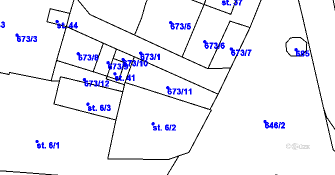 Parcela st. 673/11 v KÚ Nemněnice, Katastrální mapa